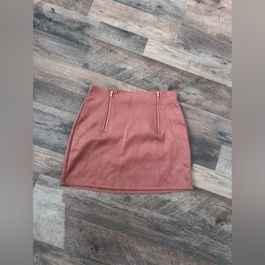 SHEIN Rust Mini Skirt with Zipper Accents